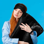 2 Pack Satin Pillowcase with Latent Zipper, Adjustable Satin Eye Mask for Sleeping and Satin Volume Scrunchie for Hair and Skin, Standard Size (Classic Style, Black)