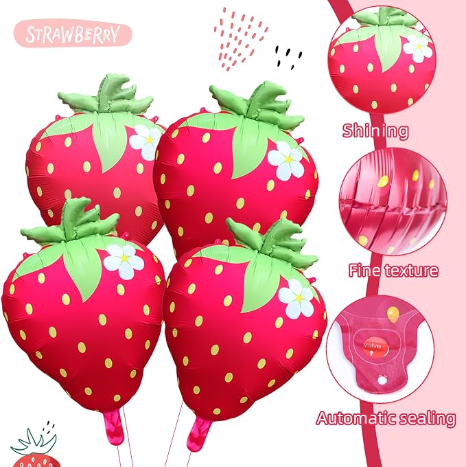 Strawberry Balloons 23" 4Pcs - Image 4