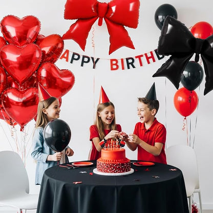 Vuzvuv Red Black Bow Heart Balloons Set, Anniversary, Bridal Shower, Girls - Image 5