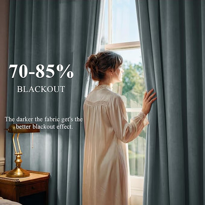 Stone Blue Velvet Drapes Back Tab - Image 3