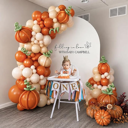 CROSSFINGERS Fall Pumpkins Balloon Arch Kit Baby Shower Decoration | Orange - Image 3