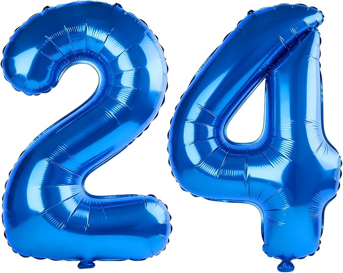 40 Inch Number 24 Balloons for 24th Birthday Party Decorations, 0-100 Dark Blue by FOBELEC