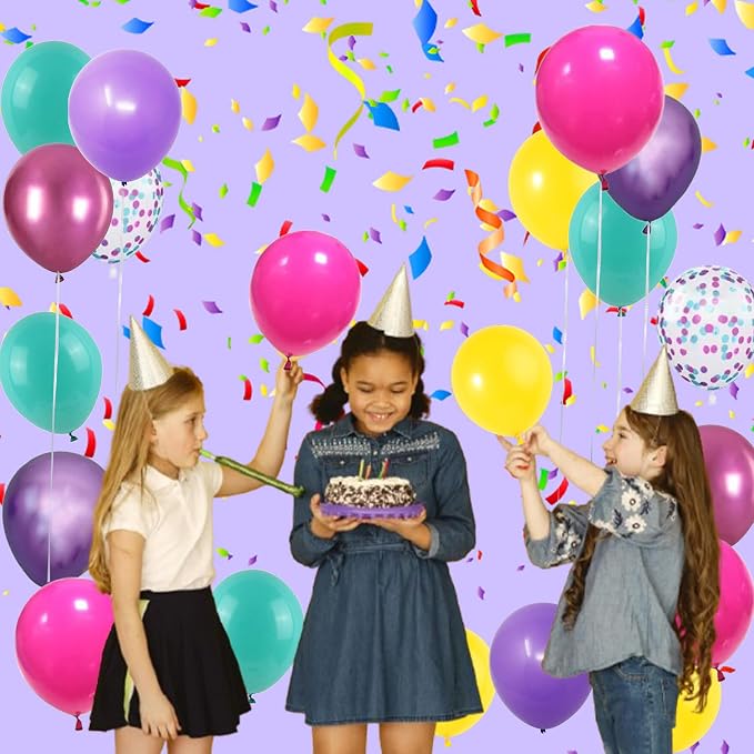 Purple Pink Blue Confetti Balloon, Birthday Balloons Party Decorations- 12in - Image 6