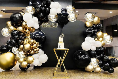 182pcs Black and Gold Balloons Garland Arch Kit, 5 10 12 18 inch Black White - Image 7