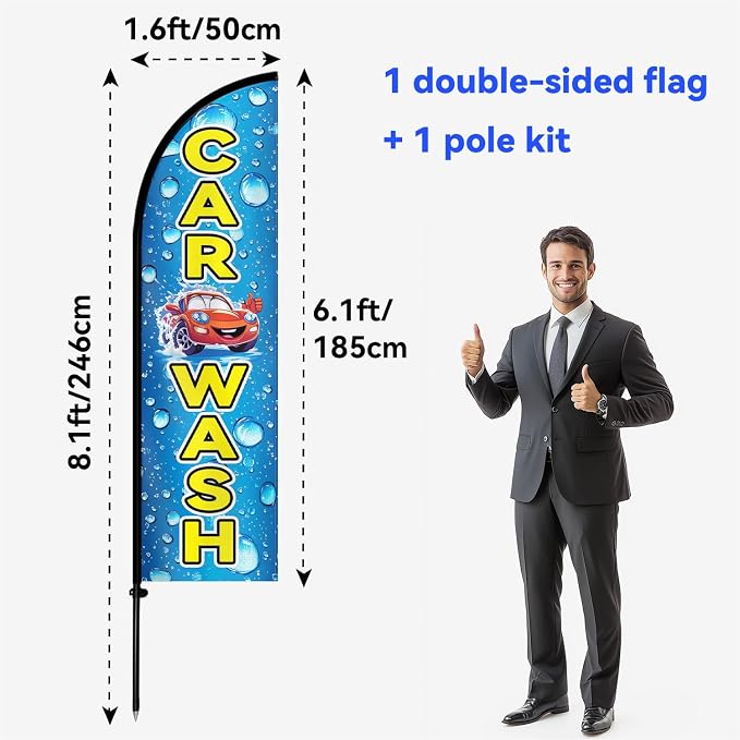 1PC Double Sided Car Wash Feather Flag - Image 4