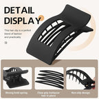 8 Pack French Flat Hair Clips for Women – Large Matte No-Slip Claw Barrettes for Thick & Thin Hair, Strong Hold Styling Accessories (black)