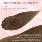 Real Human Hair Toppers for Women 3.54"*4.72" Silky Base 150% Density With Bangs Adjustable Parting Clip-In Topper Hairpieces for Women with Thinning Hair 12 Inches Medium Brown