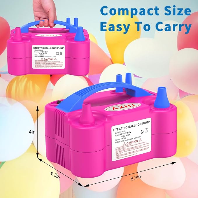 AXHJ Electric Balloon Pump, Portable Electric Air Balloon Pump Dual Nozzle Air - Image 3
