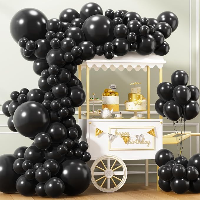 APLANET 150pcs Black Balloons Different Sizes 18 12 10 5 Inch, Latex Balloons by ZJHAI