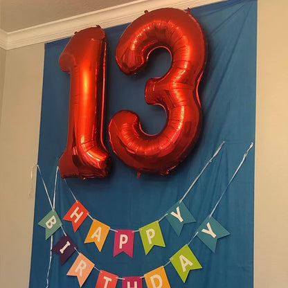 12th Birthday Balloons for Boys Girls, 40 Red Foil Number 12 Balloons - Image 5