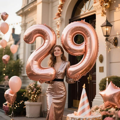 40 Inch Rose Gold Number 29 Balloons Foil Digital Helium Number Balloons - Image 2