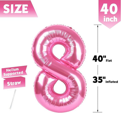 40 Inch Pink Number 8 Balloon Birthday Party Decorations - Image 5
