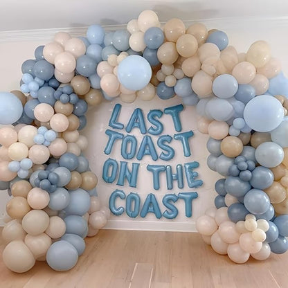 Dusty Blue and White Balloons Haze Pastel Blue Beige Balloon 12inch 60pcs Sand - Image 3