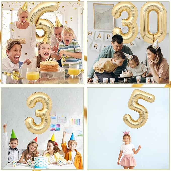 40 inch White Gold Number Balloon Giant Foil Helium Balloons Champagne Gold - Image 6
