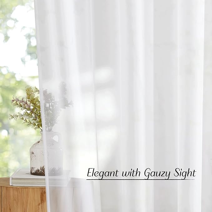 NICETOWN White Short Kitchen Curtains Over Sink 30 inches Long 2 Panels - Image 5
