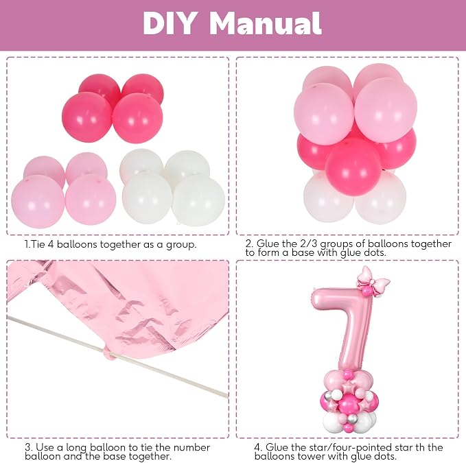 40 Inch Pink Number 7 Balloon for 7th Birthday Decoration Pastel Baby Pink - Image 6