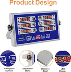 Kitchen Timers for Cooking – 6 Channel Commercial Kitchen Timer Restaurant Kitchen Supplies – Stainless Steel LED Technology Kitchen Timer Digital – Reminder Function, Loud Alarm, Blue