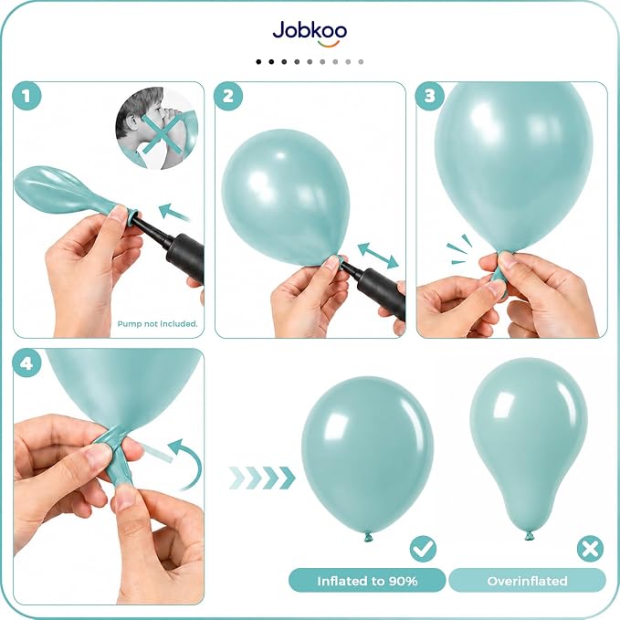 Jobkoo Pearl Teal Balloons, 12 Inch Pearl Turquoise Aqua Blue Latex Balloon | - Image 5