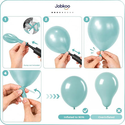 Jobkoo Pearl Teal Balloons, 12 Inch Pearl Turquoise Aqua Blue Latex Balloon | - Image 5