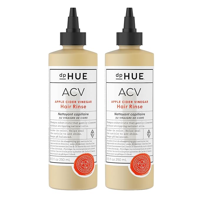 dpHUE Apple Cider Vinegar Hair Rinse - 8.5 oz, Pack of 2 - Shampoo Alternative, Scalp Cleanser & Post Workout Rinse - Removes Buildup & Sweat - Protects Natural Hair Oils