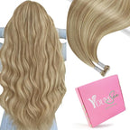 YoungSee Nano Ring Hair Extensions Blonde Nano Extensions Human Hair Warm Ash Blonde Highlights Bleach Blond Nanobead Hair Extension Human Hair 22 Inch Long Hair Nano-Tip Extension Cold Fusion 50s 50g