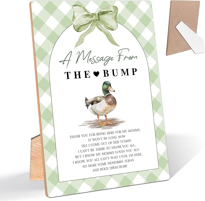 Mallard Duck A Message From the Bump Baby Shower Signs, Sage Green Wooden by Unknown
