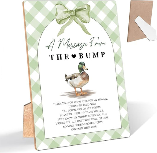 Mallard Duck A Message From the Bump Baby Shower Signs, Sage Green Wooden by Unknown