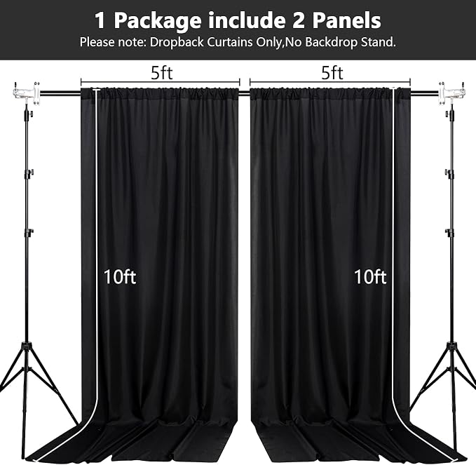 Black Backdrop Curtain for Party Backdrop Drapes Panels - Image 2