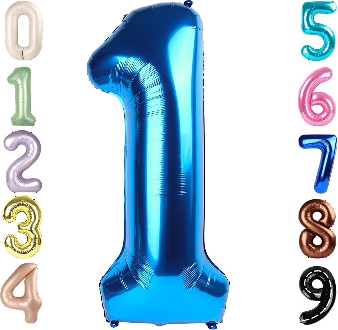 1 Balloon Numbers Birthday Decorations, 40In Dark Blue Balloons by Mluchee