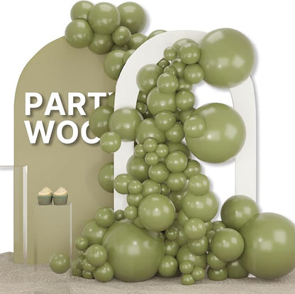 PartyWoo Sage Green Balloons 155pcs Different Sizes of 18 12 10 5 Inch Olive by PartyWoo