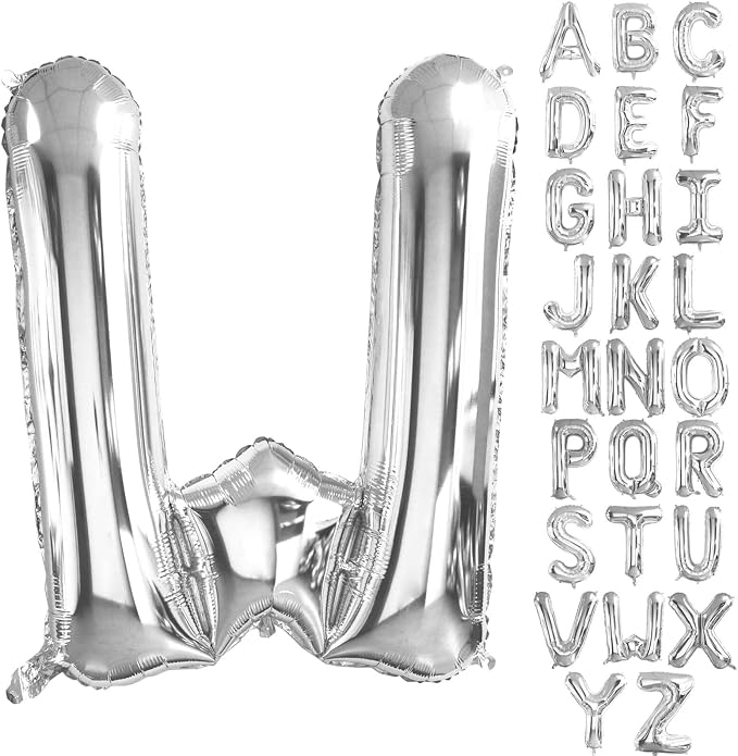 Lovoir 40 Inch Large Silver Letter W Balloons Big Size Jumbo Mylar Foil Helium by Lovoir