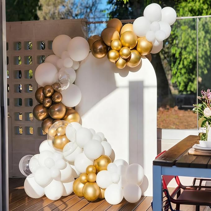 White and Gold Balloons Arch Kit, 18 12 10 5 inch, - Image 4