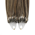 YoungSee Micro Bead Hair Extensions Real Human Hair Brown Highlight Micro Ring Hair Extensions Dark Brown Highlight Blonde Microlink Hair Extension Human Hair Beaded Hair Extension 18In 50s 50g