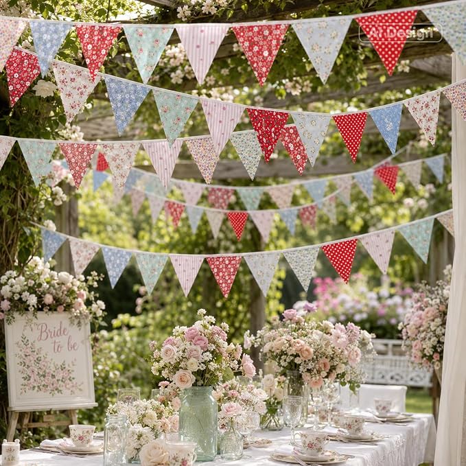G2PLUS 39Ft Triangle Bunting Banner, Reusable Red White Blue Fabric Triangle - Image 7