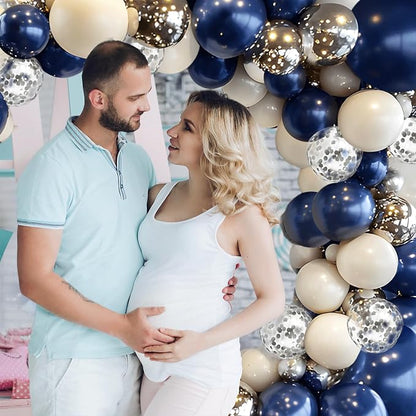 Navy Blue Silver Balloon Arch Kit, Pearl White, Different Size | Double Stuffed - Image 6