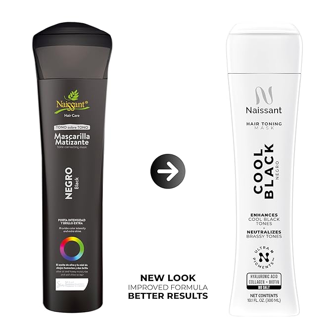 naissant Cool Black Hair Toning Mask | Ultra High-Purity Pigments | Neutralizes Red & Orange Undertones | Hyaluronic Acid, Collagen & Biotin | Paraben, Ammonia & Sulfate Free | 10.1 Fl. Oz