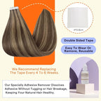 Full Shine Hair Extensions Tape Ins Human Hair 18 Inch 50 Gram Color 4 Medium Brown Highlight with 27 Honey Blonde Tape in Remy Natural Extensions 20 Pcs Add Volume Human Hair Tape in Extensions