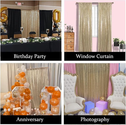 Champagne Gold Sequin Backdrop for Party 10FTx10FT | 1 Panel, Sparkly - Image 5