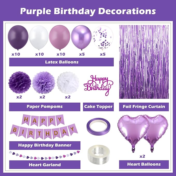 Purple Happy Birthday Party Decorations - Image 2