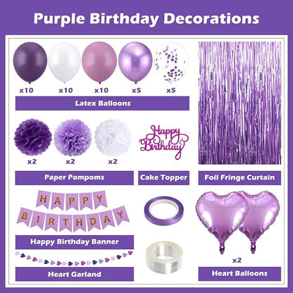 Purple Happy Birthday Party Decorations - Image 2