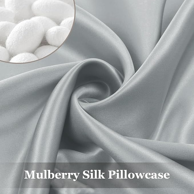 Adubor 100% Silk Pillowcase - Mulberry Silk Pillow Cases, 23 Momme 6A Grade Fibers, Silk Pillow Case for Hair and Skin Health, with Hidden Zipper (Standard 20''×26'', Dark Gray, 1PC)