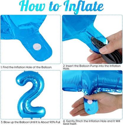 Blue Number 2 Balloon 40 Inch, Big Large Foil Helium Number Balloons, Jumbo - Image 7
