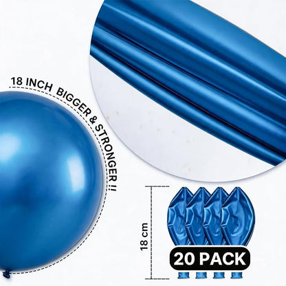 PartyWoo Metallic Blue Balloons 20pcs Chrome Blue Color 18 Inch | Balloons - Image 6