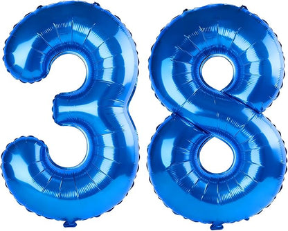 40 Inch Number 38 Balloons for 38th Birthday Party Decorations, 0-100 Dark Blue by FOBELEC