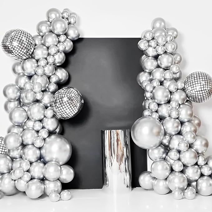 Voircoloria 110pcs Metallic Silver Chrome Latex Party Balloons, 12inch | - Image 6
