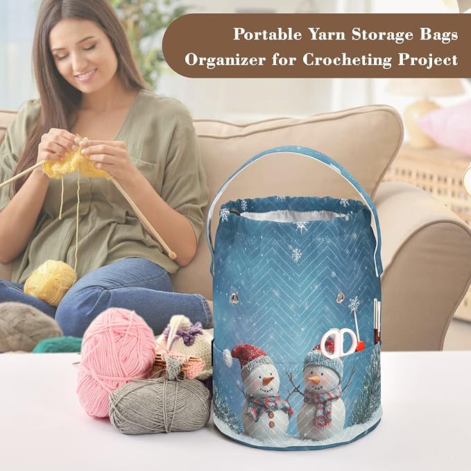 Yarn Bag Small Crochet Bag Drawstring Yarn Storage Organizer Knitting Project - Image 4