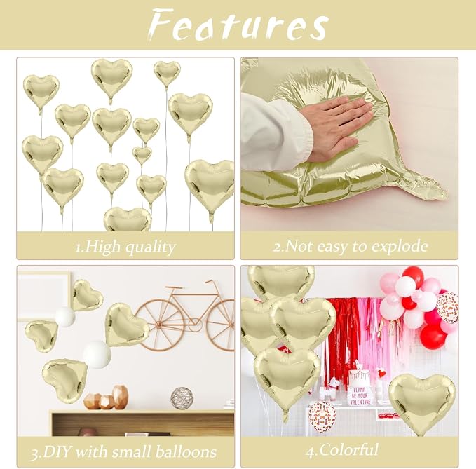 Pastel Gold Heart Balloons - Image 8