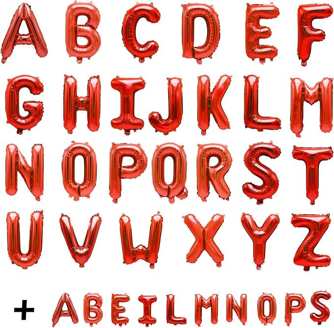 36 Pcs Red Letter Balloons, Custom A-Z Set - Image 2