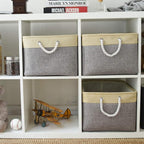 TheWarmHome Storage Bins Baskets for Organizing - Extra Jumbo 3 Pack 20.5Lx15.7Wx13.8H Sturdy Fabric Storage Basket for Shelves, Decorative Foldable Closet Nursery Toy (Gold&Grey)