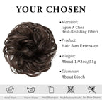 CJL HAIR Large Messy Bun Hair Piece Wavy Curly Scrunchies Synthetic Chignon Ponytail Hair Extensions Thick Updo Hairpieces for Women Dark Brown